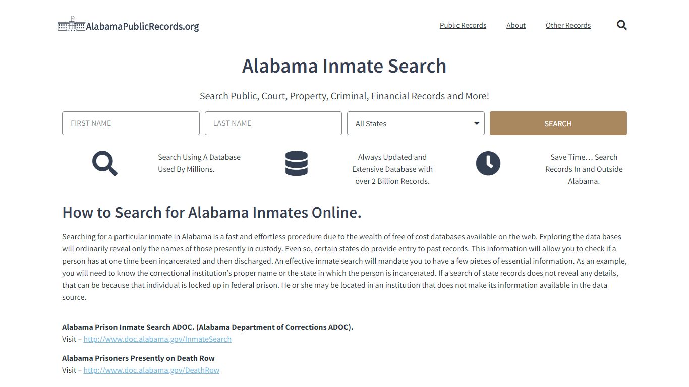 Alabama Inmate Search - Alabama Public Records
