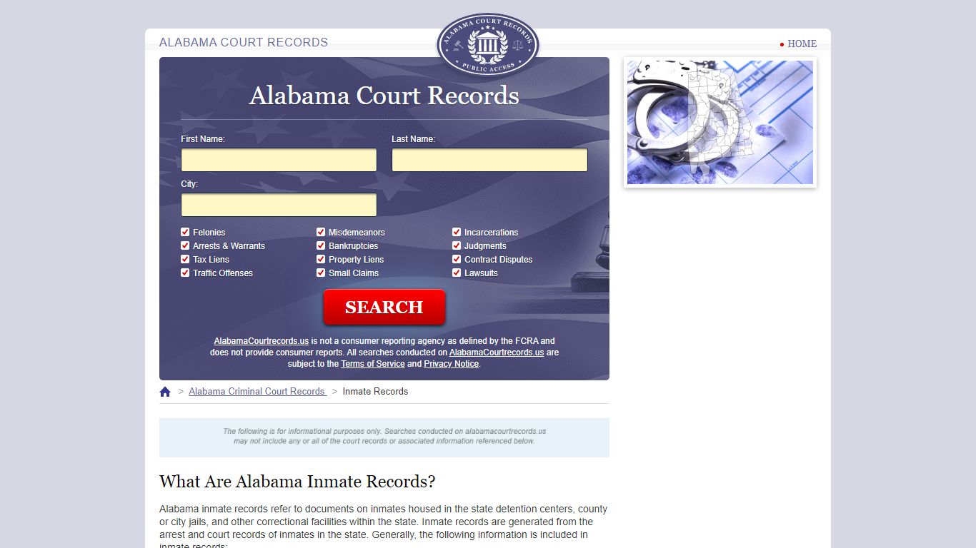 Alabama Inmate Search | AlabamaCourtRecords.us